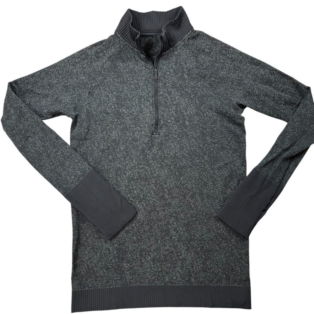 LULULEMON Pullover Sweatshirt Half Zip‎ Black & Dark Green Marled Women's XS